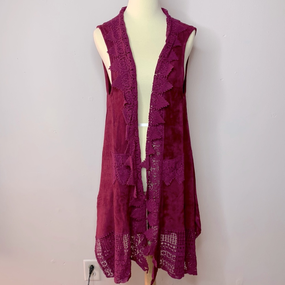 Umgee Purple Lace Trim Vest